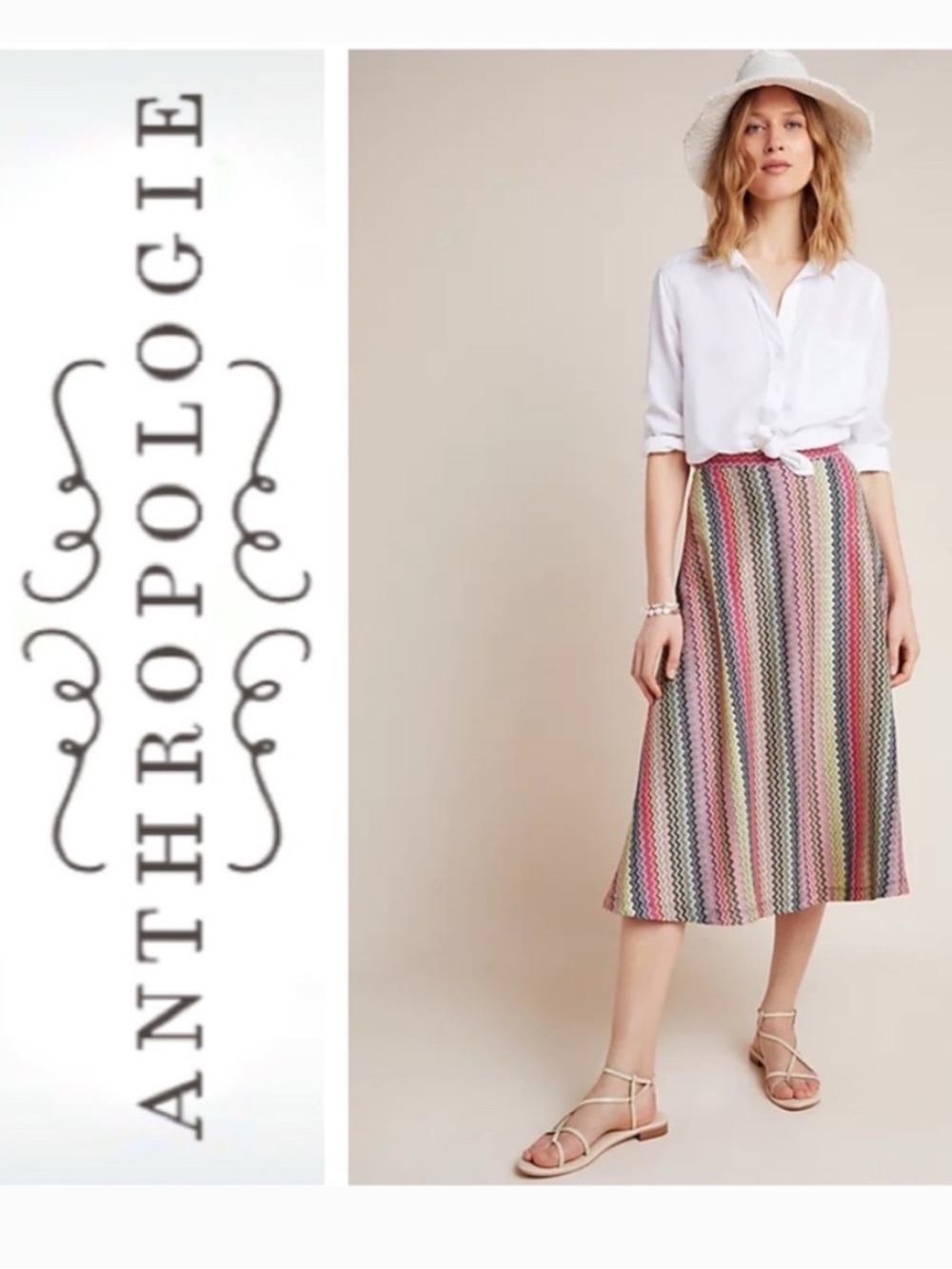 Anthropologie Multicolor Striped Midi Skirt Arely